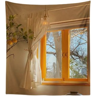 唯美窗户系轻奢治愈风窗外风景背景布 房间卧室床头装饰逼真挂布