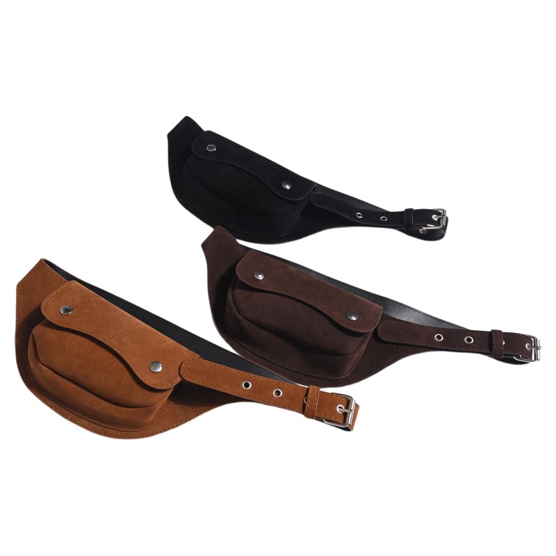 Sports style versatile suede waist bag retro belt for men and women