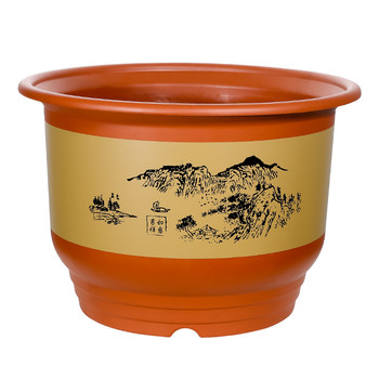 Household plastic flower pots, imitation purple sand, imitation ceramic flower pots, lucky and wishful extra large money tree pots, planting trees, floor-standing basins