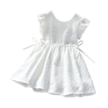 Baby Princess Dress ແບບຕາເວັນຕົກສີຂາວ Skirt Summer Dress 2024 ໃຫມ່ຂອງເດັກນ້ອຍສີຂາວ Sleeveless Vest Skirt Girls Dress