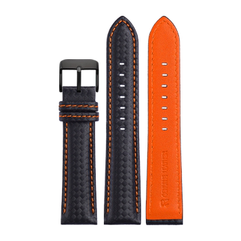 Carbon fiber pattern cowhide watch strap suitable for casio dw mido helmsman citizen orange tissot speed 20mm22mm