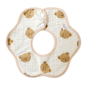 Baby pure cotton bib saliva napkin baby gauze waterproof bib rice bag type a 0-3-6 ເດືອນ 1-2 ປີ