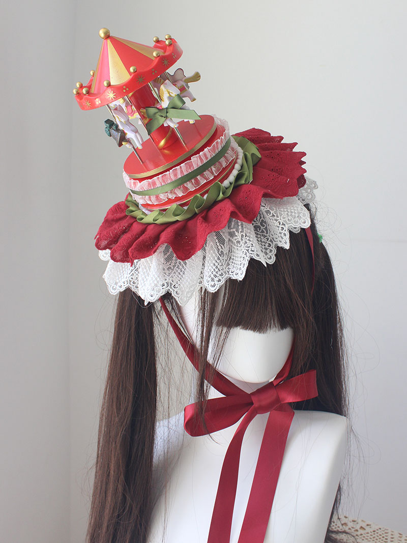 Playful and cute carousel top hat, circus fairytale opening, Lolita accessories, Lolita hair ornaments.