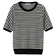 Shuiyunjian half-sleeved wool sweater top women's striped round neck-sleeved shirt Lyocell light and thin 2026 summer new style