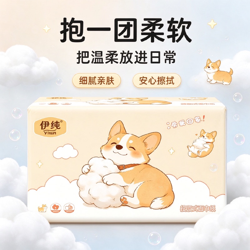 Cute Corgi Pull-Out Facial Tissues, Skin-Friendly for Mothers and Babies, Lint-Free, Multi-Scenario Napkins Cute Corgi Pull-Out Facial Tissues, Skin-Friendly for Mothers and Babies, Lint-Free, Multi-Scenario Napkins