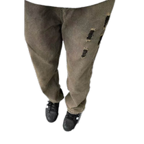 American vibe style street mens pants washed distressed ripped jeans design niche straight beggar pants trend