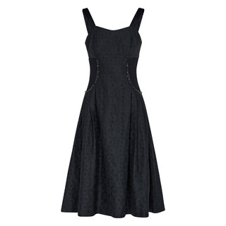 Kodice autumn and winter new women's black vinegar fiber blend suspender skirt dress jacquard beaded vest skirt
