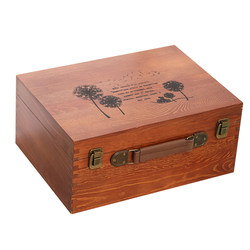 Solid wood rectangular wooden box retro wooden box with lock storage box wooden storage box desktop storage box with lock