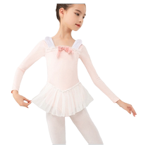 Yuebu childrens dance clothing for women in autumn new bunny tutu skirt long-sleeved practice clothing bow ballet dance clothing
