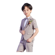 Romon boys suit short-sleeved small suit flower girl childrens dress boy piano performance clothing catwalk clothing
