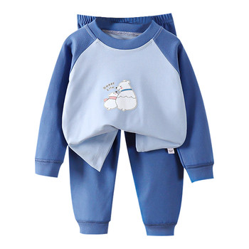 Children's raglan underwear set, warm and thickened bottoming shirt, boys and girls home clothes, baby velvet autumn and winter autumn clothes and pants