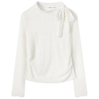 慕兔法式蝴蝶结系带蕾丝打底衫女2025秋季新款高级感内搭长袖上衣