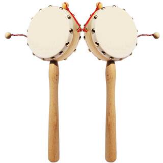 Log rattle cowhide baby hand drum wooden