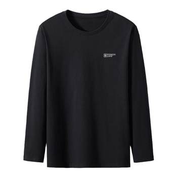 Pathfinder 24 ພາກຮຽນ spring ແລະດູໃບໄມ້ລົ່ນ Wear Round Neck Long Sleeve T-Shirt Pure Cotton Wide Version Bottoming Shirt Printed Inside Large Size Men's Clothing