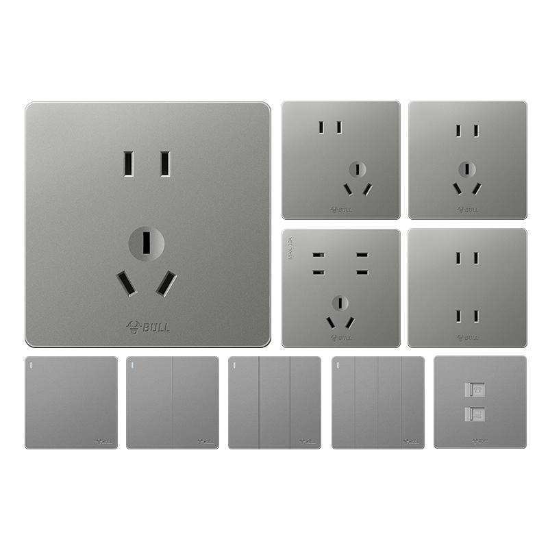 Bull G12 series starry gray ultra-thin switch socket