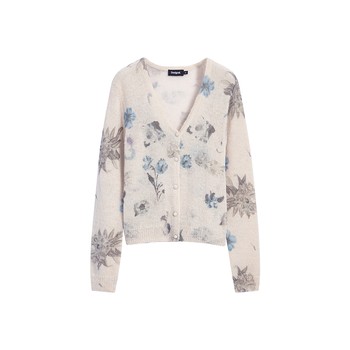 Desigual25 new autumn and winter two-piece set blue floral print suspender long-sleeved women's sweater