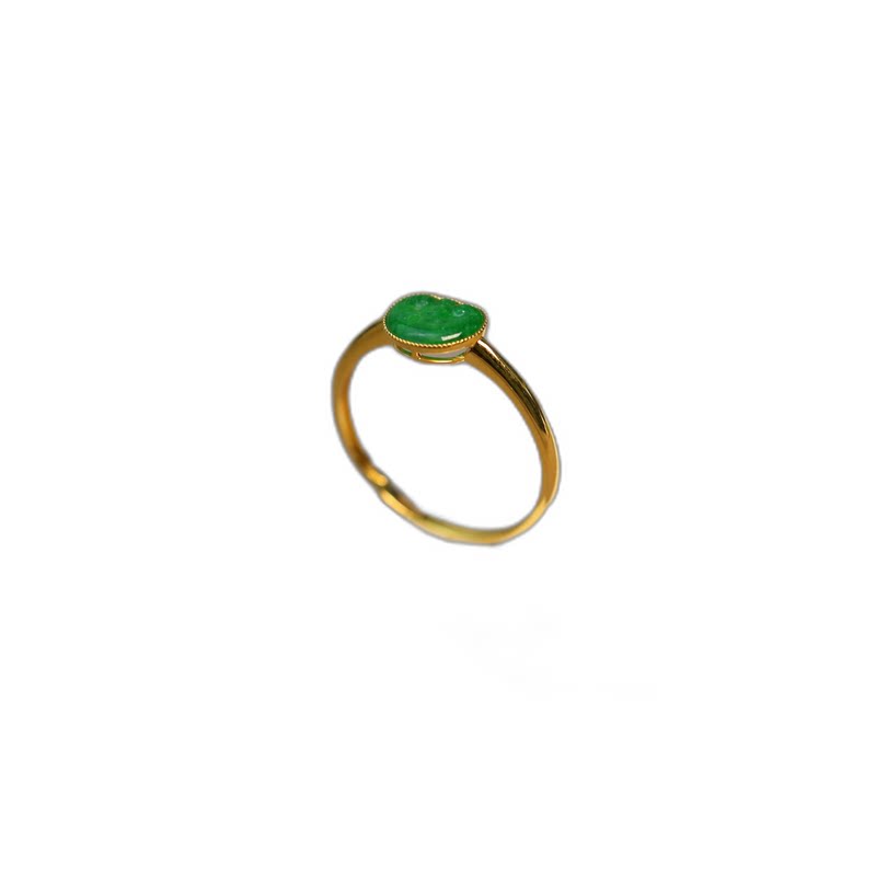 Full green Burmese natural grade A jadeite Ruyi head ring