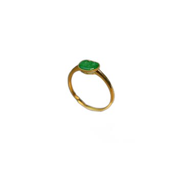 Full green burmese natural grade a jadeite ruyi head ring
