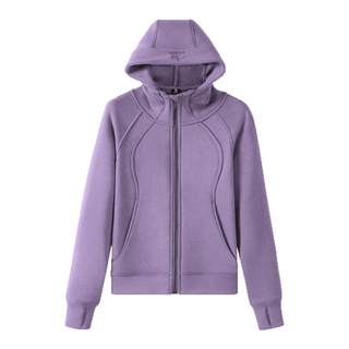 Camel small waist jacket women's velvet waist slimming hooded sweatshirt cardigan warm top running sportswear