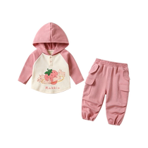 Girls suits autumn clothes 2024 new style baby clothes baby hooded sweatshirt pants two-piece set spring and autumn trend