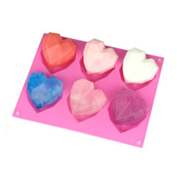 8 ຕິດຕໍ່ກັນຮູບຫົວໃຈເພັດ love handmade soap silicone mold diy breast milk soap model abrasive tool soap mold