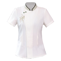 High-end Chinese restaurant waiter work clothes short-sleeved womens catering tea house hotel hotel custom 2024 new summer