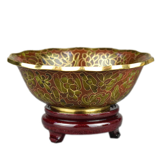 景泰蓝5寸磨光花口碗北京特色传统手工艺双面掐丝珐琅碗摆件礼品