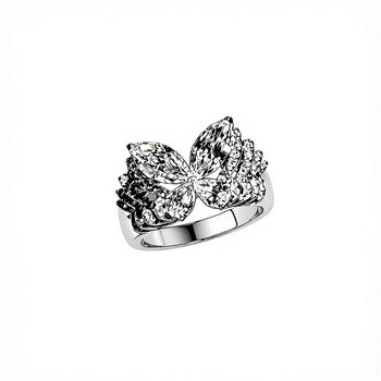 S925 sterling silver diamond ring phantom butterfly layered and elegant