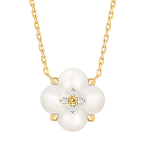 THIALH Poetry Jia Jewelry Hsu Willing Pool Pearl Bermother Necklace White Four-leaf Grass 18k Gold Inlaid Diamond Pendant