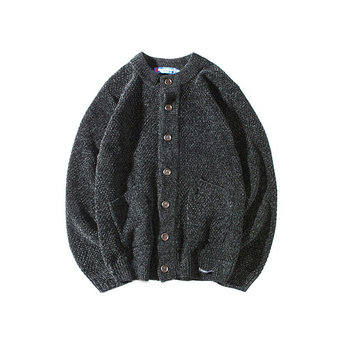ພາກຮຽນ spring ແລະດູໃບໄມ້ລົ່ນແບບໃຫມ່ Round Neck Men's Cardigan Jacket Youth Korean Slim Knit Sweater Loose Casual Sweater Trend