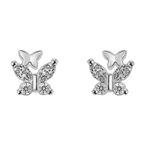 (China Gold) Zhen Shang Silver Sterling Silver Butterfly Earrings for Ear Piercing Earrings 520 Valentines Day Gift for Girlfriend