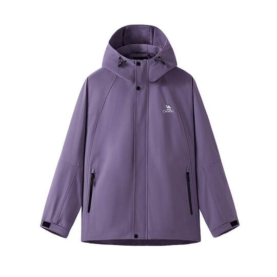 骆驼山海夹克女装2025秋冬紫色加绒外套女户外工装百搭保暖登山服