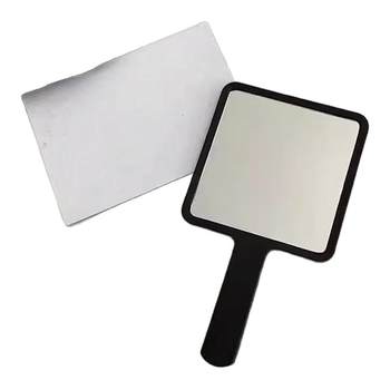 Ins style portable black simple handheld makeup mirror