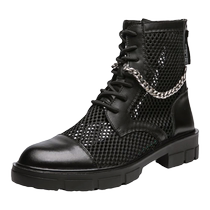 Martin boots mens summer thin hollow mesh breathable mens shoes 2024 new sandals inner heightening mens leather shoes