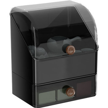 Transparent stackable tea set and cup storage box with lid