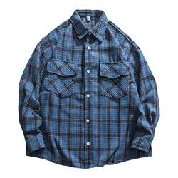 Mr. A Hezi shirt jacket men's spring new thickened plaid boys retro trendy brand teenagers