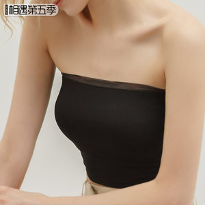 莫代尔抹胸一片式防走光打底黑色内衣白色裹胸西装内搭短款上衣