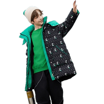 Duck Kids Down Jacket 2024 Boys and Girls Mid-Length Fashion Hooded Korean Style Warm Jacket for Middle and Large Children