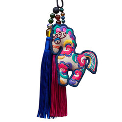 Wang's handmade happy horse bag hanging car pendant jewelry original hand embroidered ethnic retro creative gift