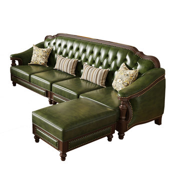 American solid wood corner leather sofa American solid wood corner leather sofa