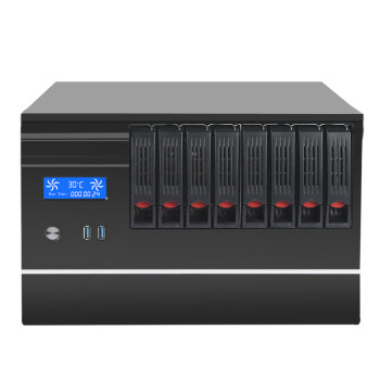 Upgraded Version of Nas Chassis 8-Bay with Temperature Control Screen Matx Motherboard Full High Card Black Synology Wanyou Storage Server