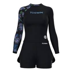 TOSWIM split swimsuit women's hot spring swimsuit surfing suit swimsuit conservative long-sleeved sunscreen covering belly slimming vacation