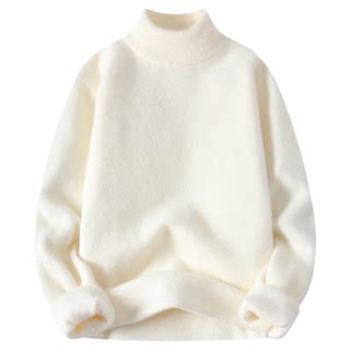 Winter sweater for women, mink velvet, warm, simple, white plus velvet sweater, soft and waxy bottoming shirt, thickened sweater for women