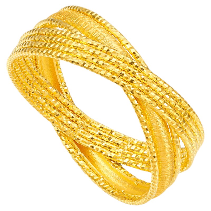 Chao Acer Royal Fan Brushed Gold Ring Pure Gold Ring Women's Ring Set Ring Joint Ring Birthday Gift Price