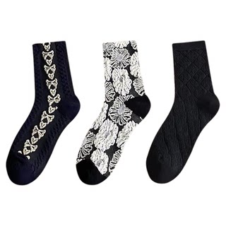 Black socks winter mid-calf ins trendy internet celebrity style