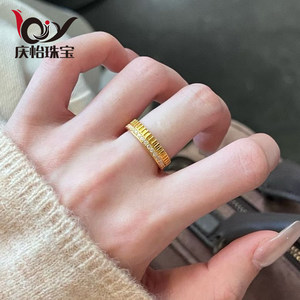 黄金半壁江山戒指女 999足金时来运转齿轮指环女尾戒子送女友礼物