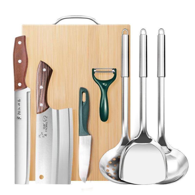 Kitchen knife, kitchen knife and cutting board two-in-one set kitchenware combination household knife board three-piece set vegetable cutting board full set