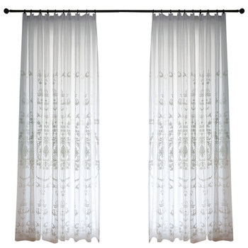 Nordic style gauze curtain ຫນ້າຈໍປ່ອງຢ້ຽມສີຂາວ embroidered ຫ້ອງດໍາລົງຊີວິດ curtain 2024 ໃຫມ່ເອີຣົບແລະອາເມລິກາ embroidery ຫ້ອງແບບບາງໆ