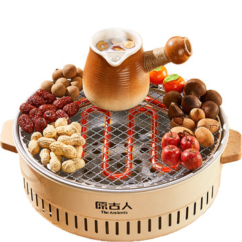 Stove set for cooking tea and electric charcoal stove