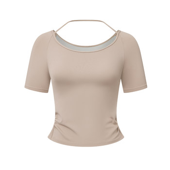 Vfu yoga pilates short sleeve women's quick dry with chest pad